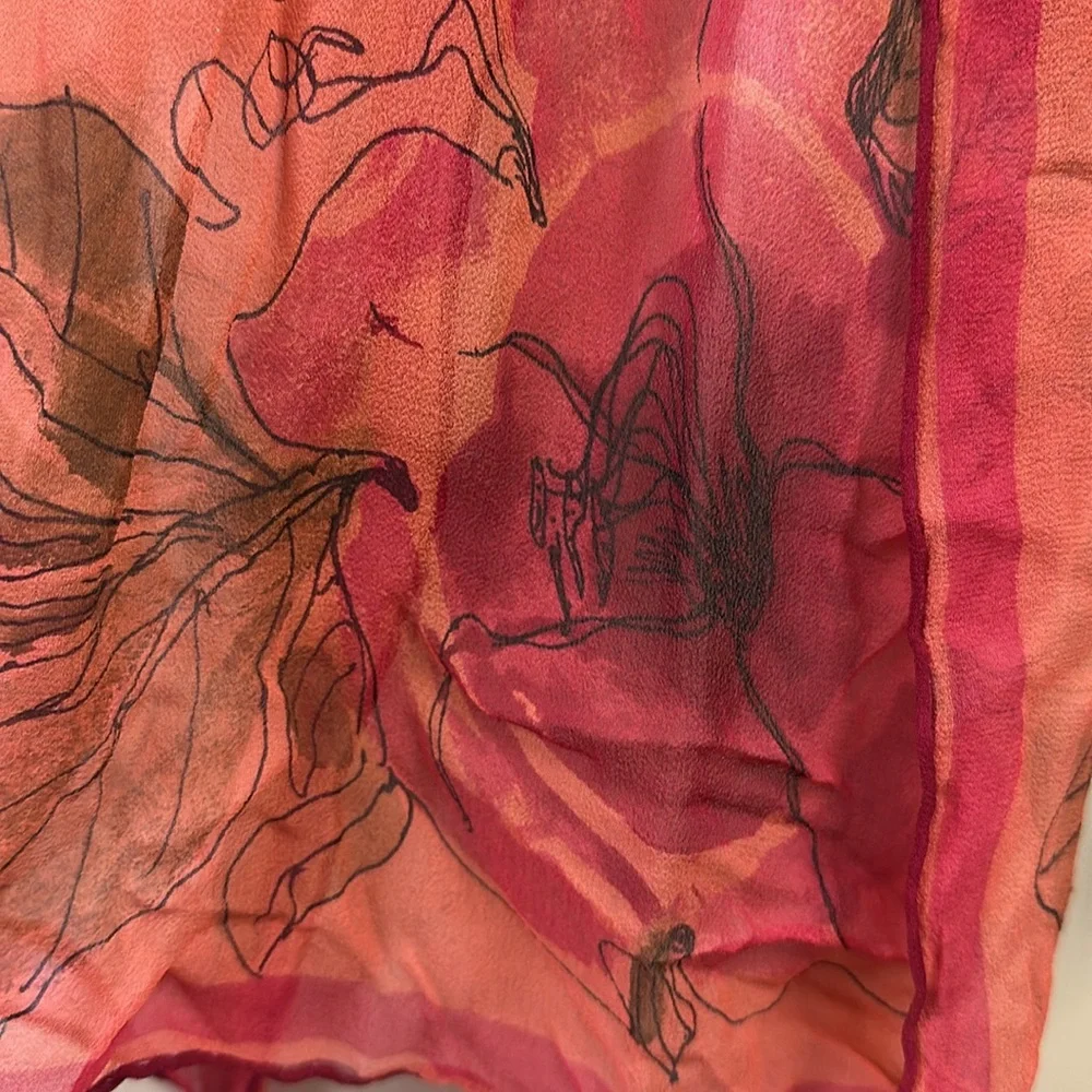 Vintage Sheer Rose Rectangular Scarf Wrap